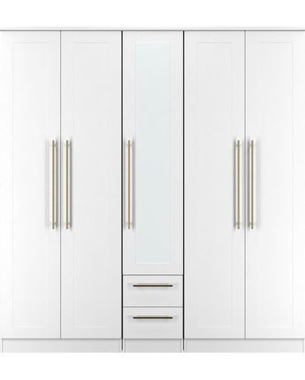 Welcome Haworth - Tall 5 Door Centre Mirror + 2 Drawer Wardrobe