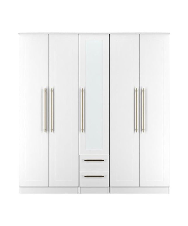 Welcome Haworth - Tall 5 Door Centre Mirror + 2 Drawer Wardrobe
