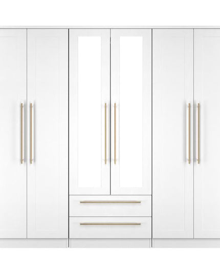 Welcome Haworth - Tall 6 Door Centre Mirror + 2 Drawer Wardrobe
