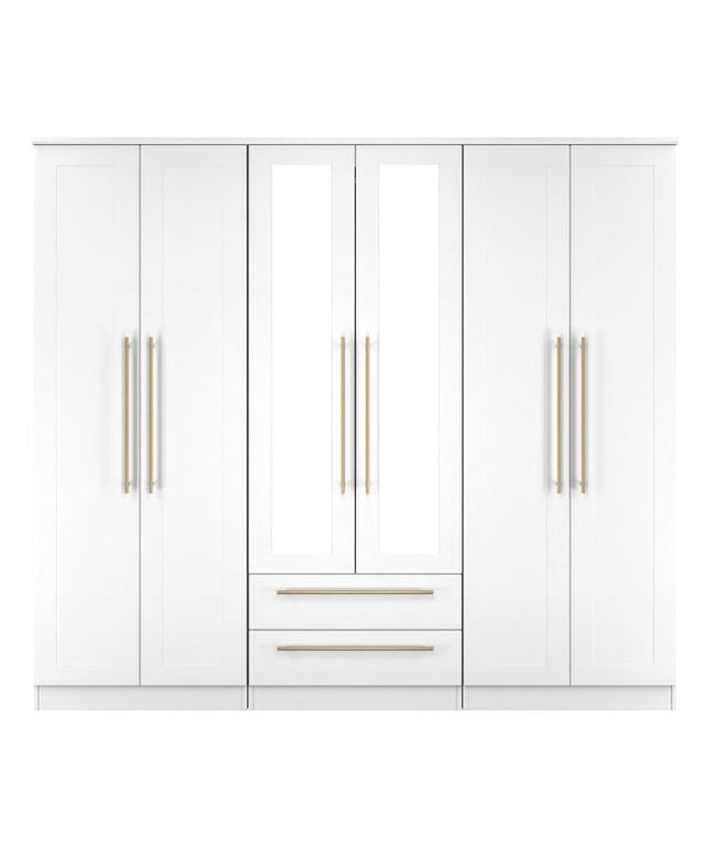 Welcome Haworth - Tall 6 Door Centre Mirror + 2 Drawer Wardrobe