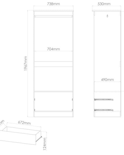 Welcome Haworth - Tall 2 Door Plain 2 Drawer Wardrobe
