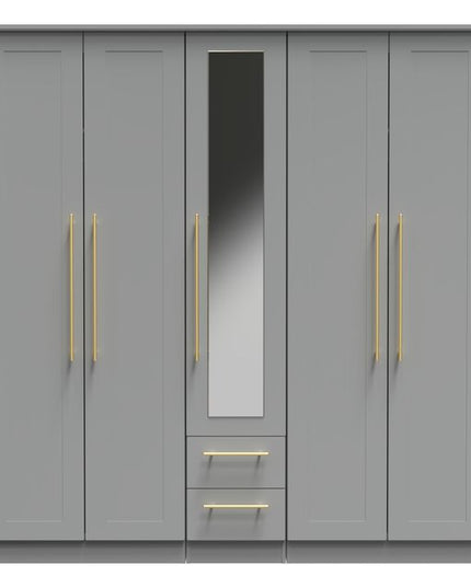 Welcome Haworth - Tall 5 Door Centre Mirror + 2 Drawer Wardrobe