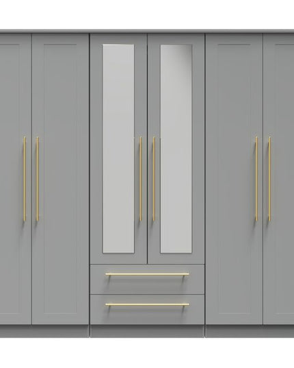 Welcome Haworth - Tall 6 Door Centre Mirror + 2 Drawer Wardrobe