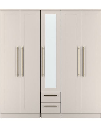 Welcome Haworth - Tall 5 Door Centre Mirror + 2 Drawer Wardrobe