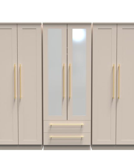 Welcome Haworth - Tall 6 Door Centre Mirror + 2 Drawer Wardrobe