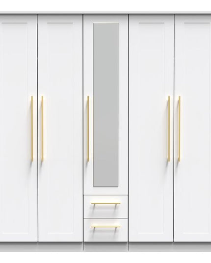 Welcome Haworth - Tall 5 Door Centre Mirror + 2 Drawer Wardrobe