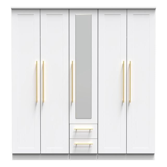 Welcome Haworth - Tall 5 Door Centre Mirror + 2 Drawer Wardrobe