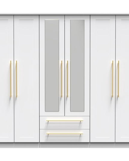 Welcome Haworth - Tall 6 Door Centre Mirror + 2 Drawer Wardrobe