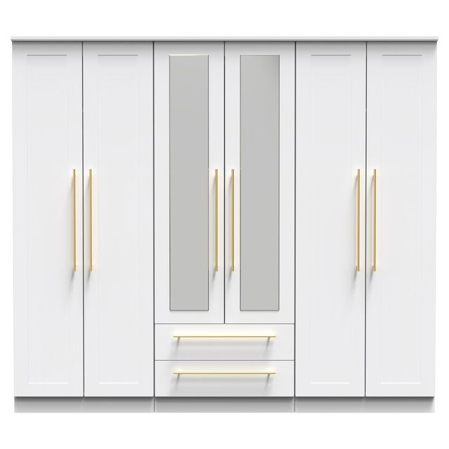 Welcome Haworth - Tall 6 Door Centre Mirror + 2 Drawer Wardrobe