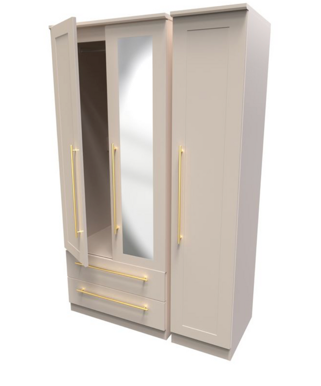 Welcome Haworth - Tall 3 Door Mirror + Drawer Wardrobe