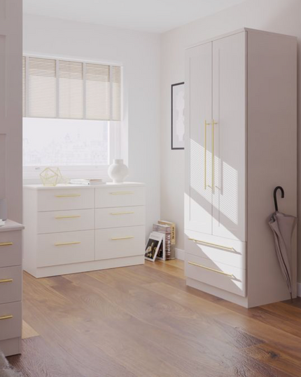 Welcome Haworth - Tall 2 Door Plain 2 Drawer Wardrobe